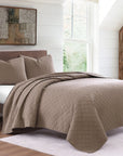 Cotton Comfort - King Quilt Set Set of 3 - Mocha