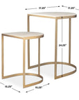 Lindon - Travertine Nesting Tables Set - Gold / White
