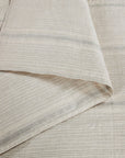 100% French Flax Linen - Queen Variegated Stripe Duvet Cover Set Set of 3 - Natural / Light Blue