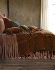 Stella - King Faux Silk Velvet Pintuck Quilt Set Set of 3 - Copper Brown