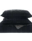 Stella - King Faux Silk Velvet Double Box Stitch Quilt Set Set of 3 - Black