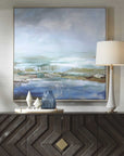 Lush Valley - Framed Canvas - Light Blue