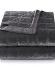 Stella - King Faux Silk Velvet Double Box Stitch Quilt Set (Set of 3) - Slate