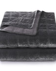 Stella - King Faux Silk Velvet Double Box Stitch Quilt Set Set of 3 - Slate