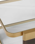 Ryles - Glass Coffee Table - Brass / Brown / Woodtone
