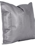 Genuine Leather - Geometric Studded Throw Pillow - Gray