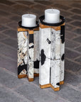 Illini - Stone Candleholders (Set of 2) - Black & White