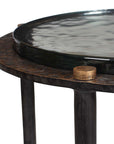 Kennington - Round Glass Accent Table - Black / Brass / Bronze