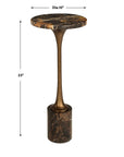 Karnes - Dark Marble Drink Table - Black / Bronze / Brown