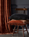 Stella - Faux Silk Velvet Curtain - Copper Brown