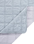 Stella - Full/Queen Faux Silk Velvet Double Box Stitch Quilt Set Set of 3 - Icy Blue