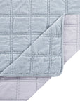 Stella - King Faux Silk Velvet Double Box Stitch Quilt Set (Set of 3) - Icy Blue