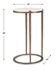 Mercier - Round Marble Accent Table - Brass / White