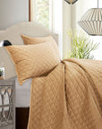 Velvet Diamond - Full/Queen Quilt Set Set of 3 - Gold