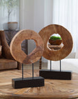 Ashlea - Wooden Sculptures (Set of 2) - Light Brown & Black