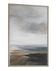 Lowlands - Framed Landscape Print - Black / Blue / Brown / Orange / White / Yellow