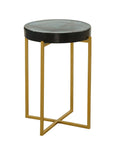 Marilee - Accent Table - Deep Blue / Sleek Brushed Gold