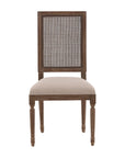 Linen & Oak - Caned Back Side Chair - Dark Brown / Beige