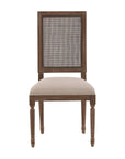 Linen & Oak - Caned Back Side Chair - Dark Brown / Beige