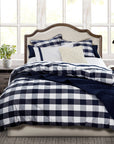 Camille - King Buffalo Check Comforter Set Set of 3 - Navy