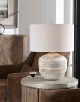 Prospect - Striped Accent Lamp - Light Brown