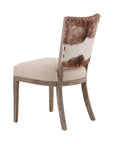 Lina - Leather and Linen Chair - Light Brown / Beige