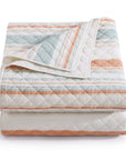 Mystic Stripe - King Cotton Gauze Quilt Set Set of 3 - Coral