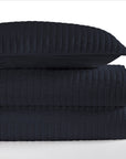 Satin Channel - Twin Quilt Set Set of 2 - Navy Blue
