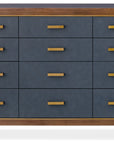 Melange - Geneva Accent Drawer Chest - Blue / Medium Walnut