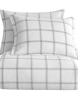 Windowpane - Queen Plaid Duvet Cover Set Set of 3 - White