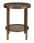 Cusano - Round Dark Marble Accent Table - Brass / Brown