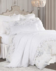 Rosaline - King Washed Linen Comforter Set Set of 3 - White