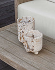 Quarried Stone - Indoor-Outdoor Candleholders (Set of 2) - Brown / White