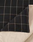 Windowpane - King Plaid Duvet Cover Set Set of 3 - Black