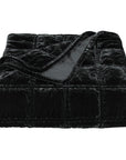 Stella - Faux Silk Velvet Double Box Stitch Throw - Black