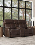 View - Power Reclining Loveseat With Console, Power Headrest & Lumbar