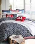 St. Clair - Queen Bedding Set Set of 4 - Navy / White
