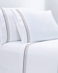 Border Embroidery - King Sheet Set Set of 4 - Gray