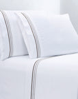 Border Embroidery - Queen Sheet Set Set of 4 - Gray
