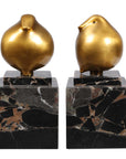 Golden Finch - Bird Figurines (Set of 2) - Black / Brass