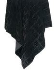Stella - Faux Silk Velvet Double Box Stitch Throw - Black