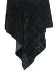 Stella - Faux Silk Velvet Double Box Stitch Throw - Black