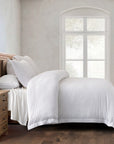 Stonewashed Cotton Waffle Weave - King Duvet Cover Set Set of 3 - White