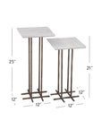 Xavier - Accent Table Set of 2 - Antique Brass / White Marble