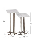 Xavier - Accent Table Set of 2 - Antique Brass / White Marble