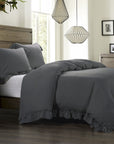Lily - King Washed Linen Duvet Cover Set Set of 3 - Slate