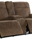 MS - Wheeler Power Console Loveseat With Power Headrest - Dark Brown