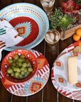 Southwest Melamine - Set Set of 14 , 2 Per Carton - Turquoise / Red