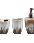 Clearwater Pines - Countertop Bathroom Set Set of 3 , 4 Per Carton - Brown / White
