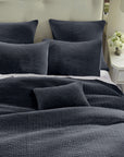 Stonewashed Cotton Velvet - Full/Queen Quilt Set Set of 3 - Navy